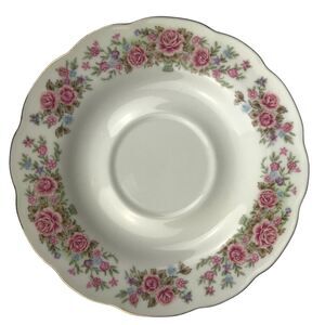 Remington Fine China By Red Sea 6" Saucer Replacement Pink Roses Gold Trim Vtg